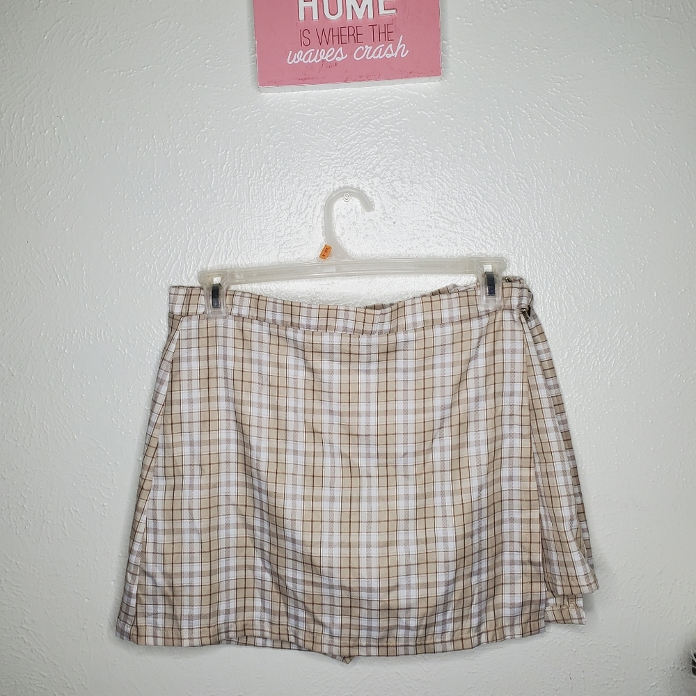 Tan Brown rue21 plaid Mini Skort